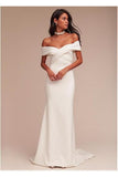 2024 Wedding Dresses Mermaid Off The Shoulder Satin With Ruffles Sweep Train