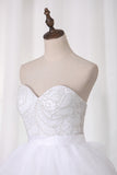 2024 Wedding Dresses Sweetheart Beaded Bodice Court Train Organza