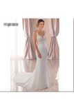 Straps Mermaid Wedding Dresses Spandex With Applique Court Train