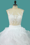 2024 Scoop Tulle With Applique Detachable Wedding Dresses Zipper Up