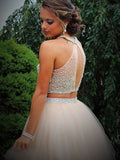 A-Line Macie Homecoming Dresses Princess Scoop Beading Sleeveless Short Tulle Two Piece