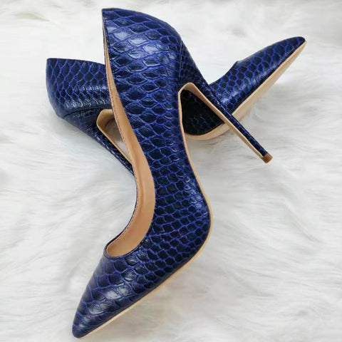 High-heels with Dark Blue Pattern Fashion Women Party Shoes